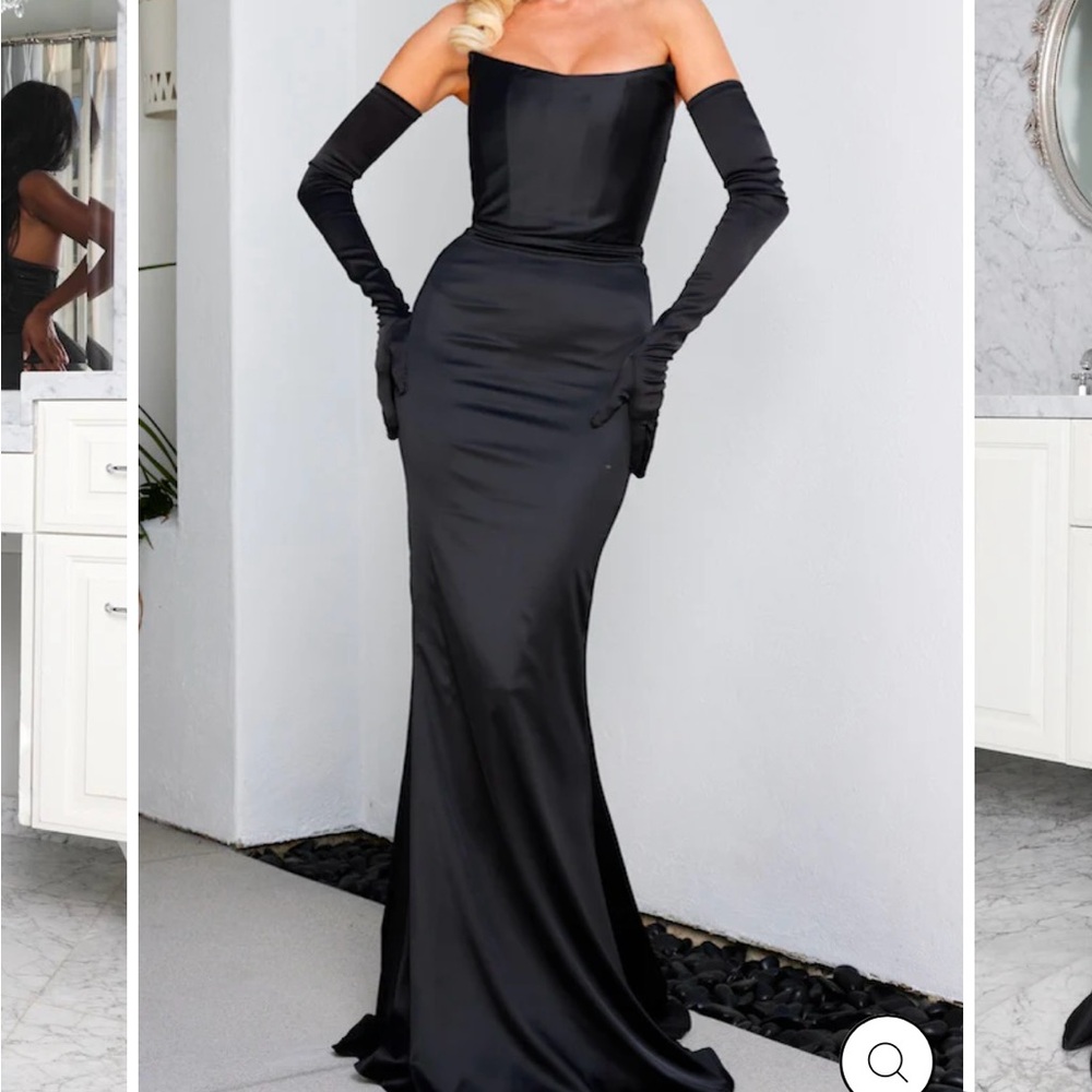 MADISON STRAPLESS CORSET GOWN- BLACK
